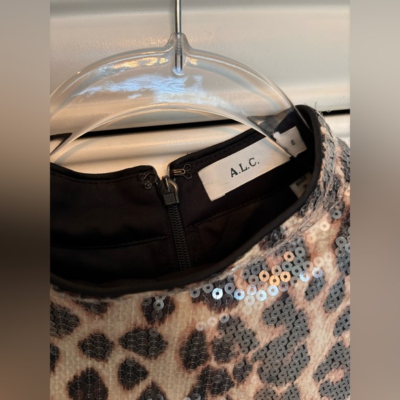 A.L.C. Marshall Sequin Leopard Print Mock Neck Long Sleeve Top - Picture 3 of 3